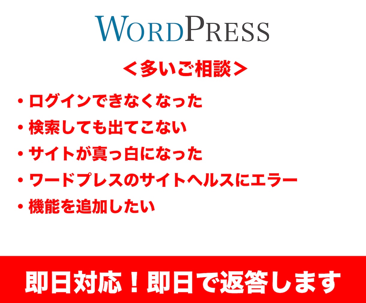 ワードプレスのお困りごと！何でも対応します エンジニアが対応・どんな悩みもまずはご相談ください！ イメージ2