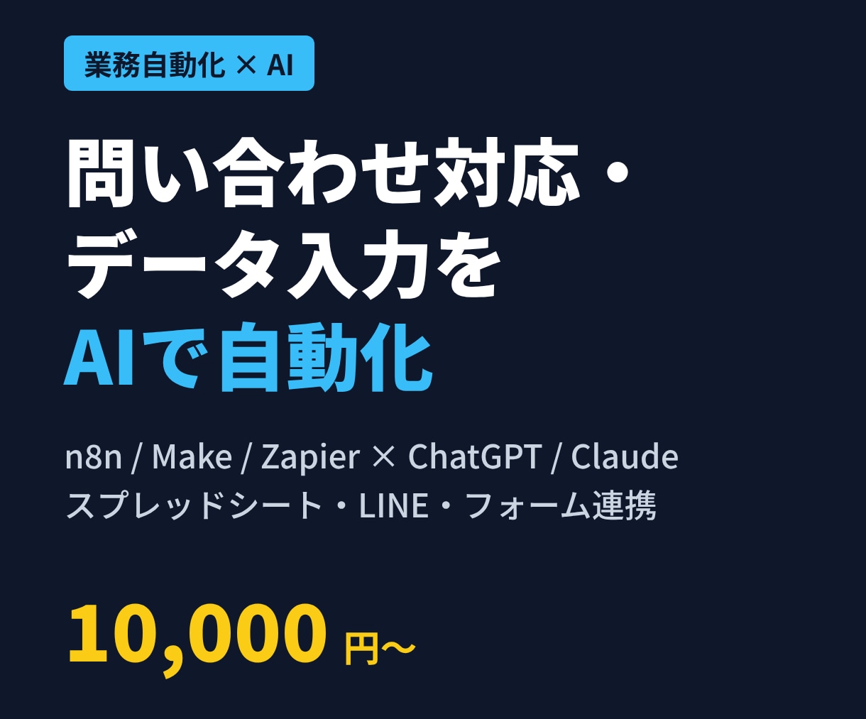 AIで問い合わせ対応・データ入力を自動化します 毎日の手作業をAIとn8n・Makeで自動化 イメージ1