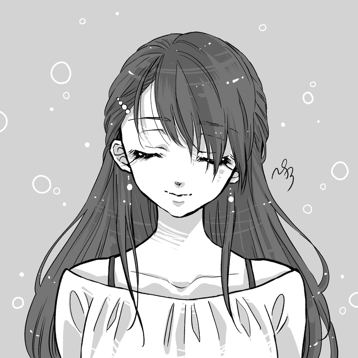 白黒調の落ち着いたアイコン描きます かわいい、クール、しっとり…ご希望に応えるモノトーンアイコン イメージ7