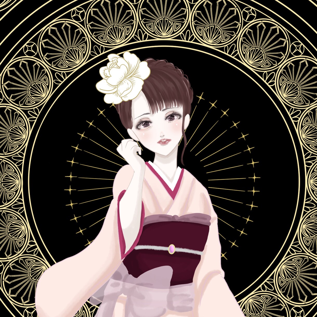 重厚な装飾×花の世界観イラスト制作します 好みの色と雰囲気指定でおまかせ制作します イメージ1