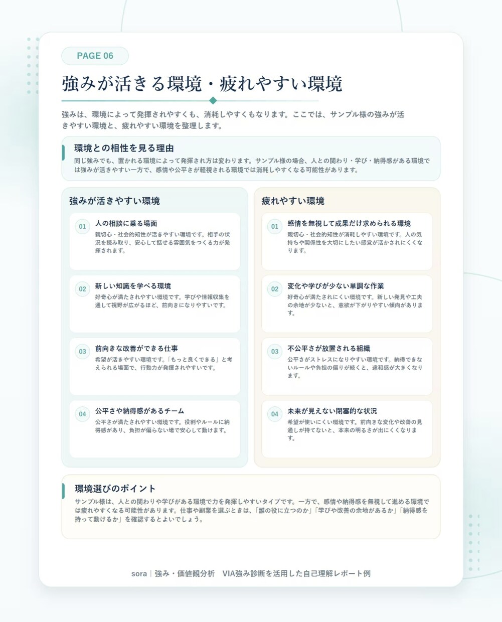 VIA強み診断の結果を仕事・副業の自分軸に整えます 強み・価値観・満たされる働き方をPDF風レポートで整理します イメージ7