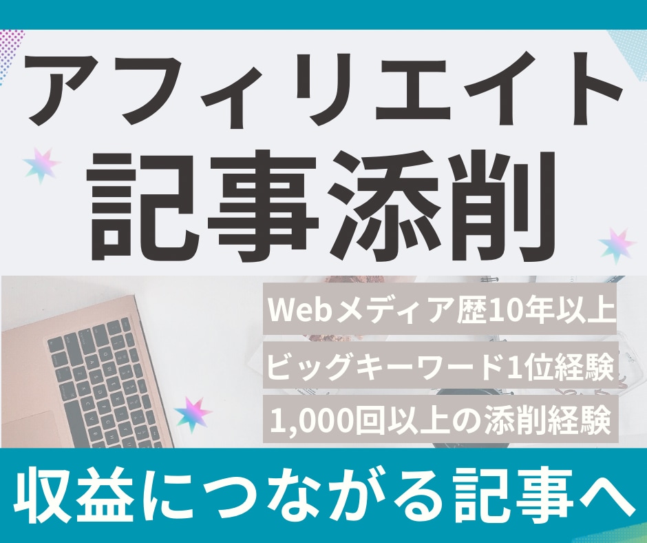 アフィリエイト記事添削／ブログ記事を改善します 収益につながる記事へ、構成・導線・文章の改善を提案します イメージ1