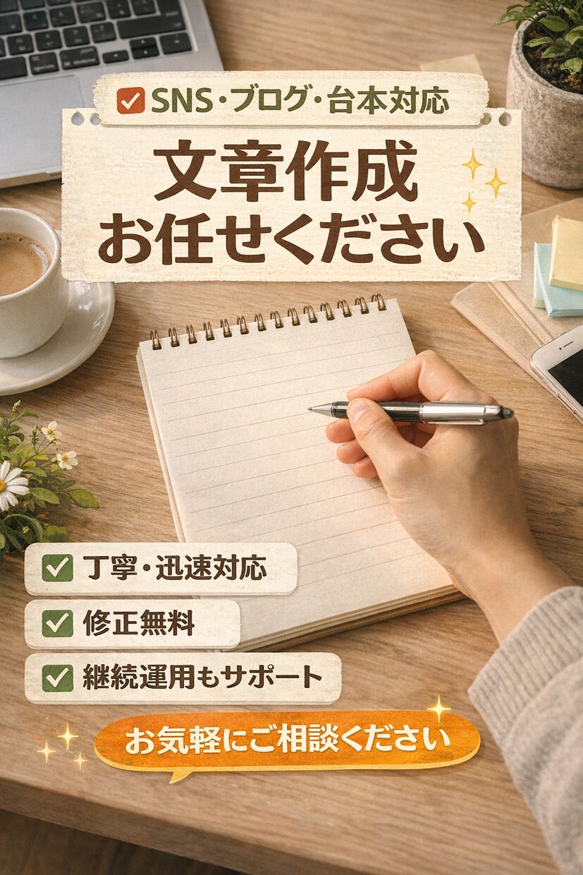 高品質な文章・投稿文・台本を丁寧に作成します スピーチ、ブログ・SNS・YouTube・商品説明文等！ イメージ1