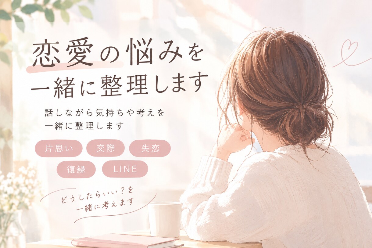 恋愛のお悩み、一緒に整理します 話しているうちに気持ちを整理します♪ イメージ1