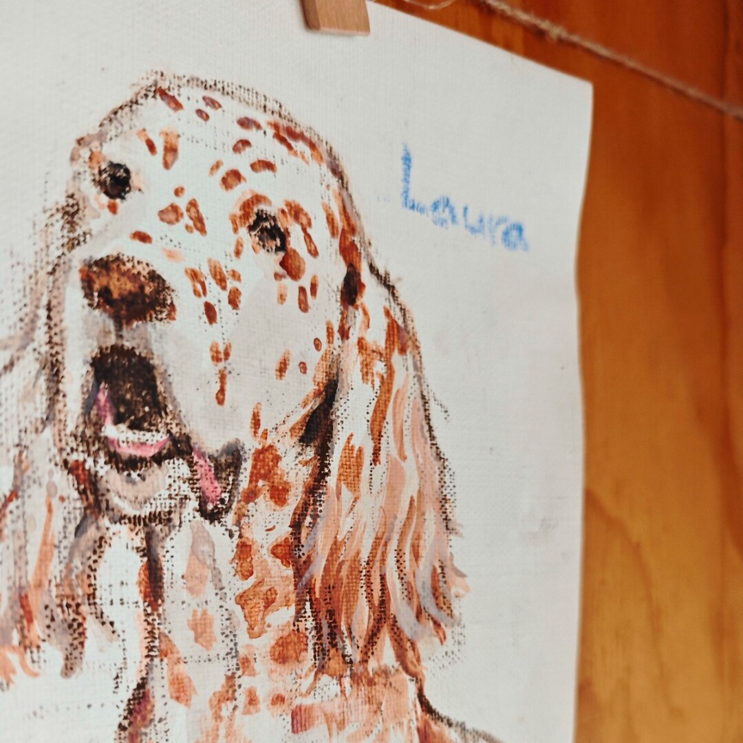 切りっぱなしの麻キャンバス布に似顔絵を描きます 麻100％のやさしい素材感。ギフトや記念に。 イメージ2