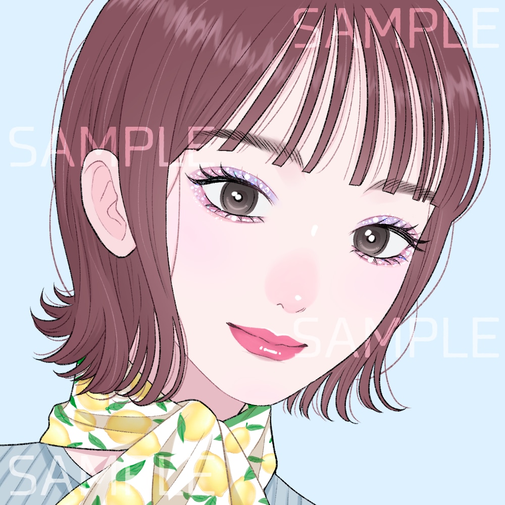 商用可！メイクにこだわった可愛いアイコン描きます あなたのアイコンをキラキラ可愛くメイクアップ♡ イメージ8