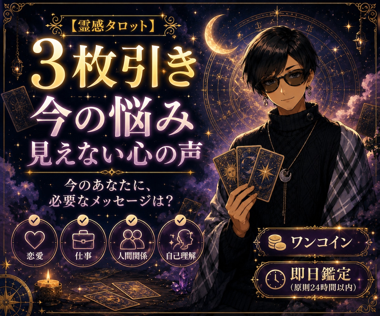 霊感タロットであなたの悩みを読み解きますます ワンコインで今必要な答えを読み解きます イメージ1
