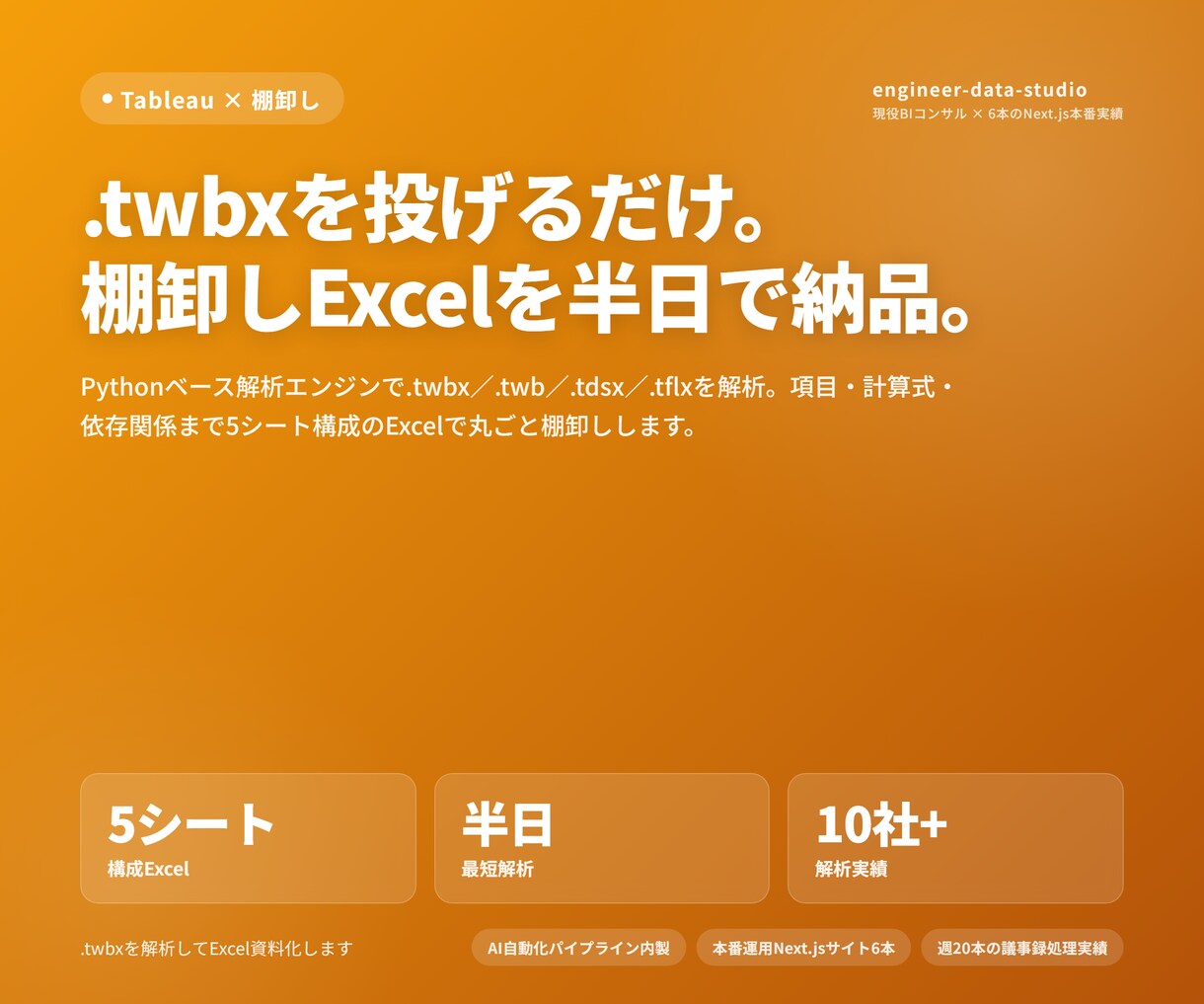 Tableau を解析して設計資料化します ブラックボックスな処理まるわかりな設計書に落とし込み イメージ1