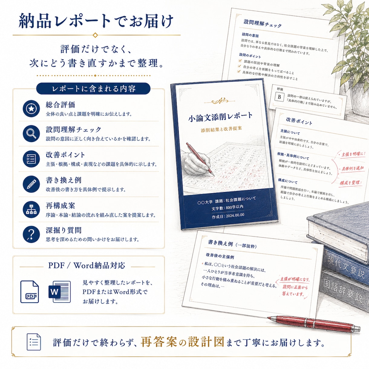 現役高校教員が本気で大学受験小論文を添削します 設問理解・主張・根拠・構成を確認し、再答案の設計図までお届け イメージ4