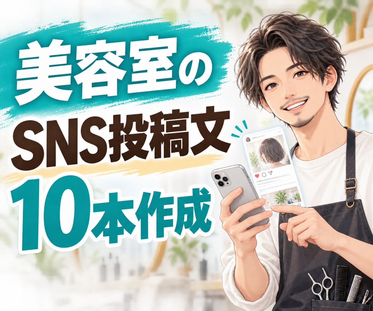 現役美容師が美容室のSNS投稿文を10本作ります 投稿ネタ・文章・ハッシュタグまでまとめてお任せ イメージ1