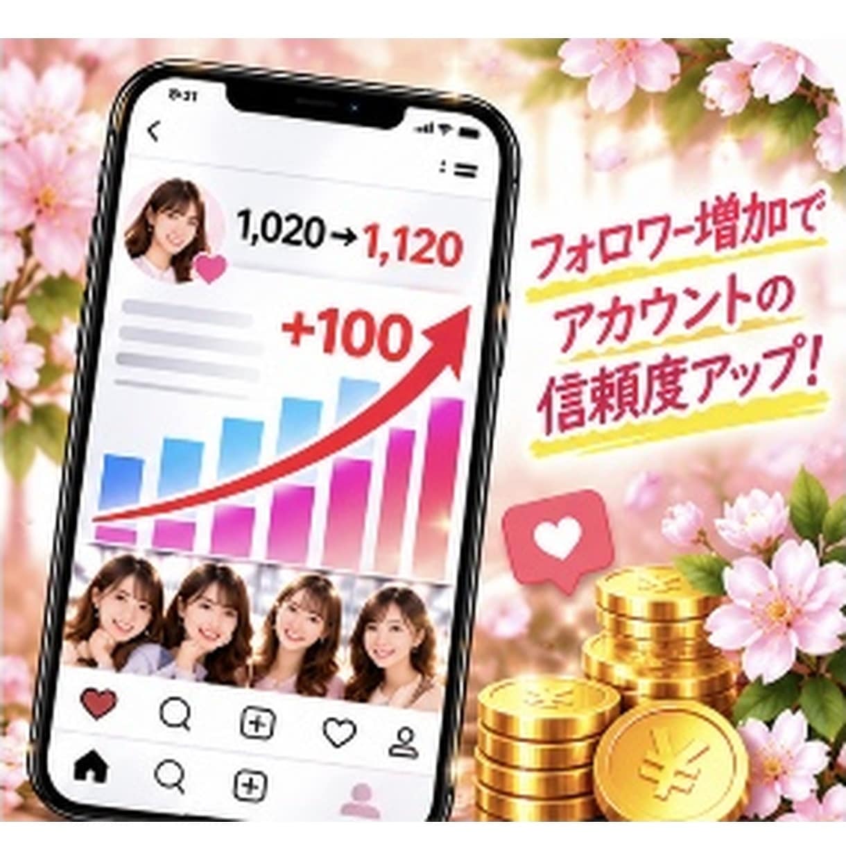 インスタ日本人女性フォロワーを100人増やします 【先着10名様 500円引き！】出品記念でお得ですよ！ イメージ3