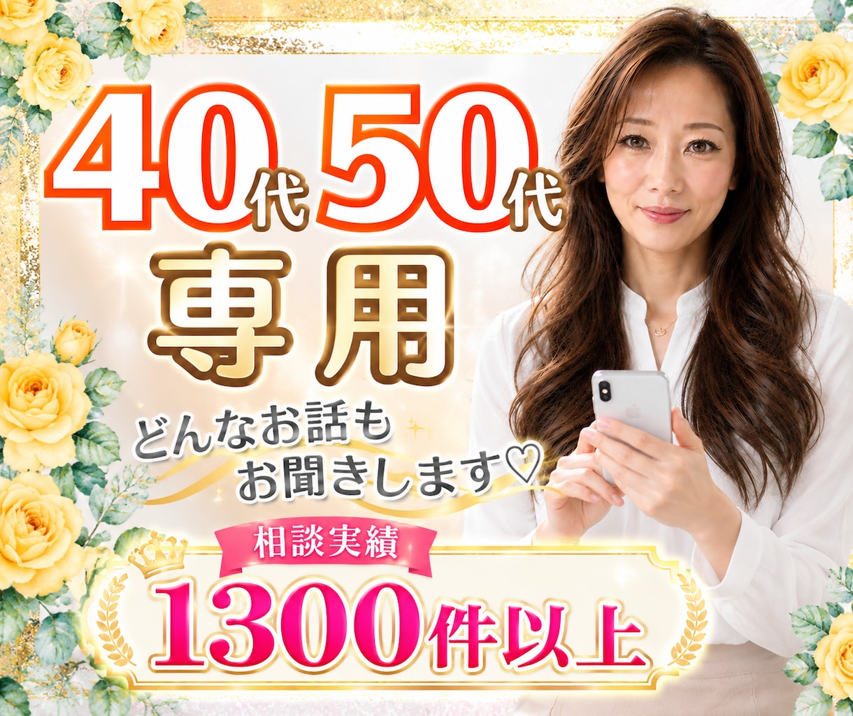 40代・50代同世代のあなたのお話優しく傾聴します 今すぐ電話相談/更年期/夫婦関係/介護/不安/愚痴聞きOK イメージ1