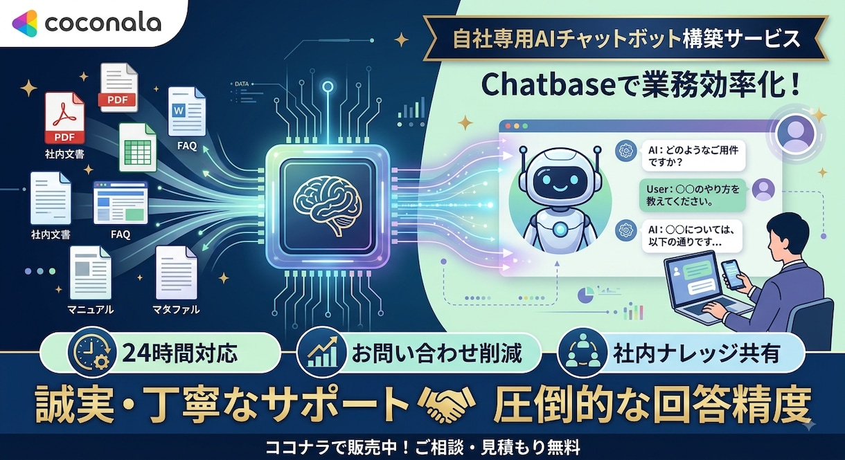 貴社専用24時間対応AIチャットボットを構築します 【Webサイト所有者様へ】自社データで回答するAIを即日導入 イメージ1