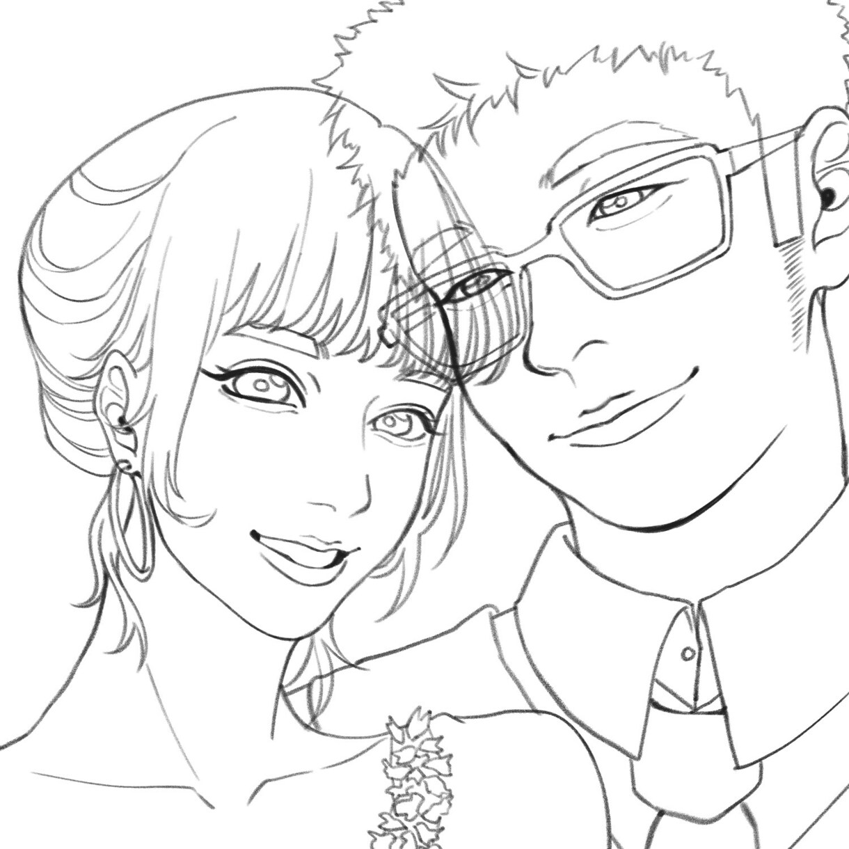 自分と好きなキャラクターとのツーショット描きます アニメキャラクタードラマ有名人とのツーショット可愛く描けます イメージ3