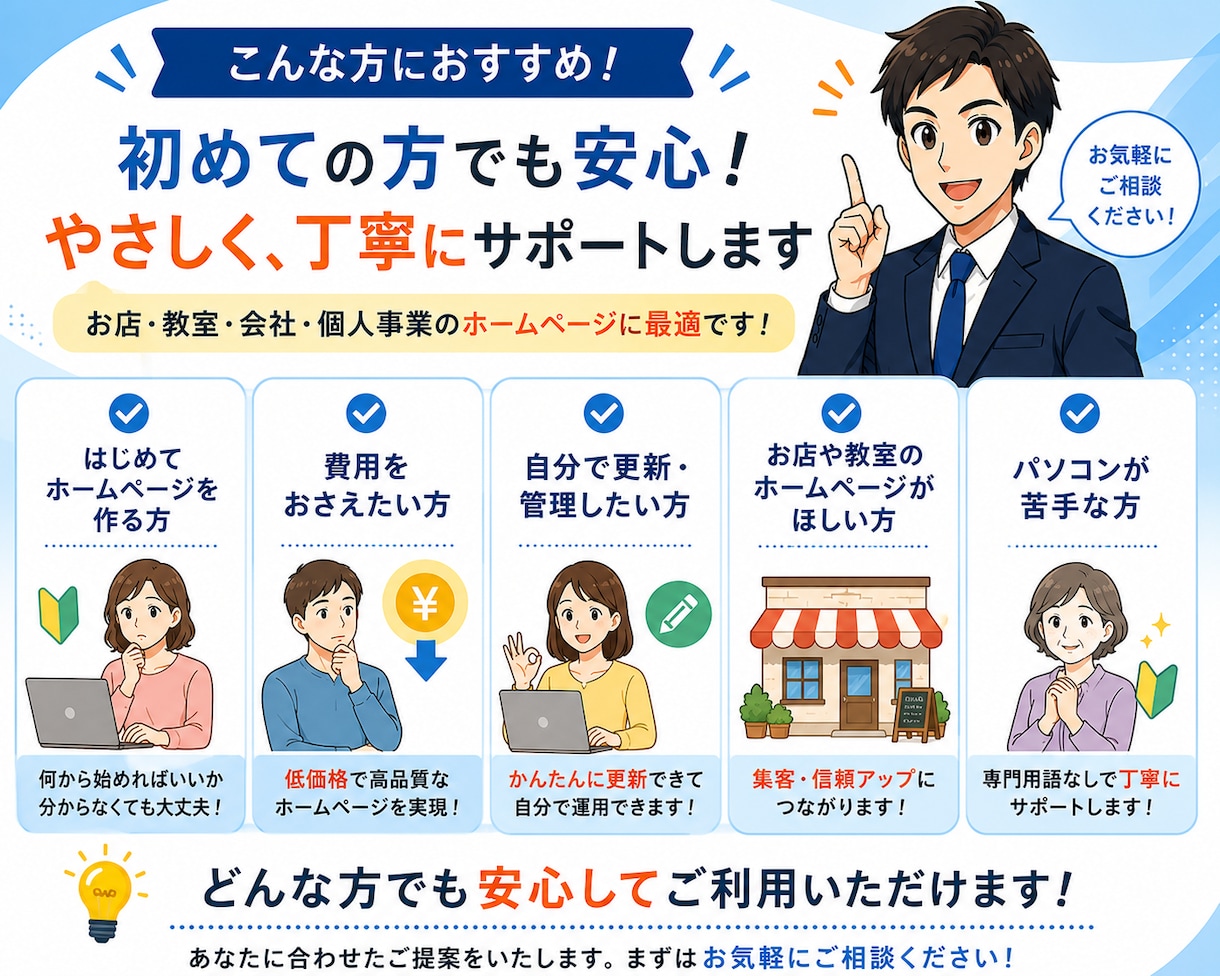 高品質で更新できるホームぺージを格安で作成します 運用費も格安！自分で更新可能！SEO対策済！ビデオチャットも イメージ3