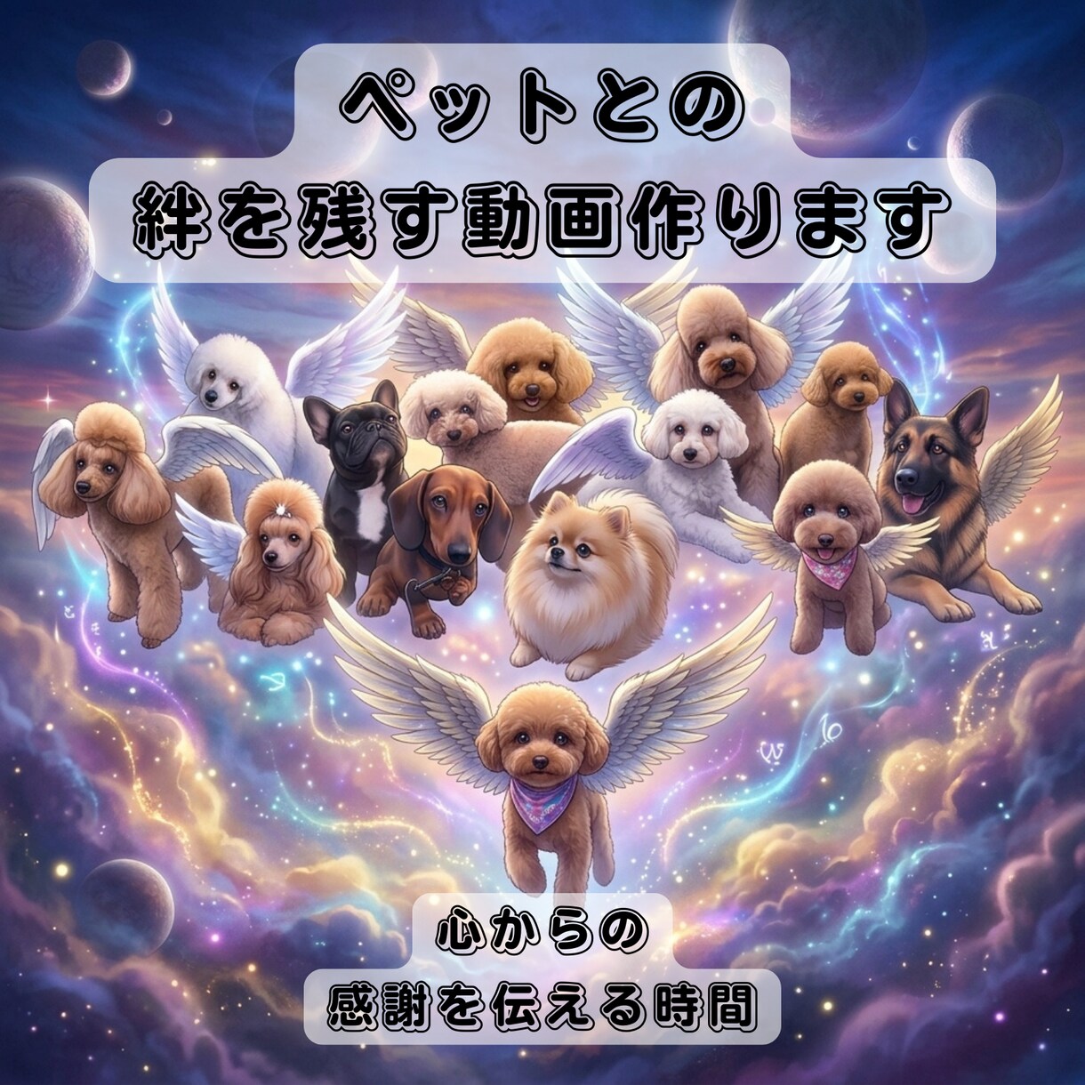ペットお悔やみ動画【プレミアム】をお薦めします ペットロスの方へ写真から供養向けメモリアル動画を愛らしく制作 イメージ1