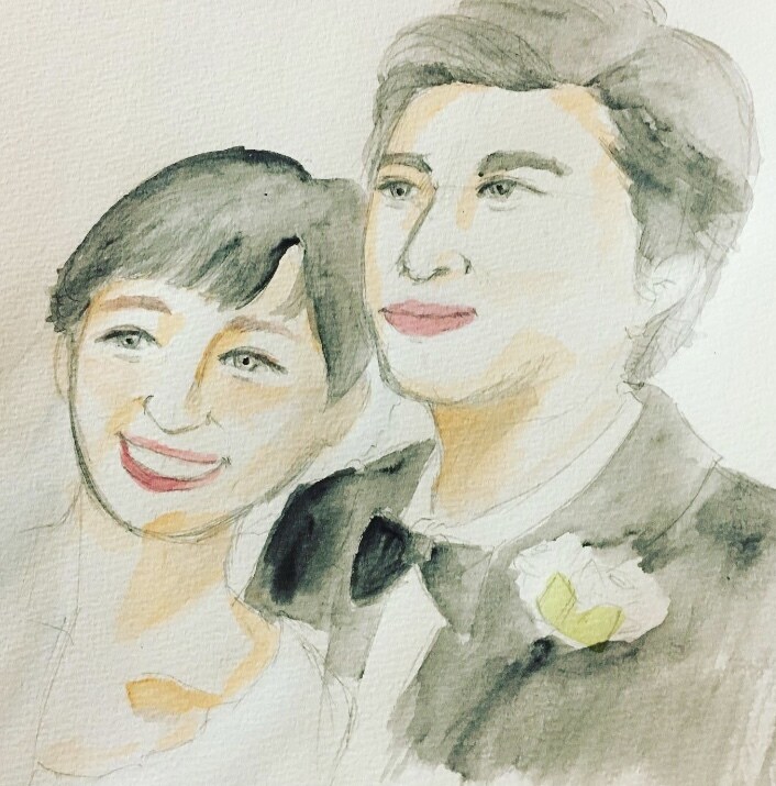 結婚式や歓送迎会に使える！水彩画の似顔絵を描きます ウェルカムボードや色紙、お祝いの場で使えます！ イメージ3