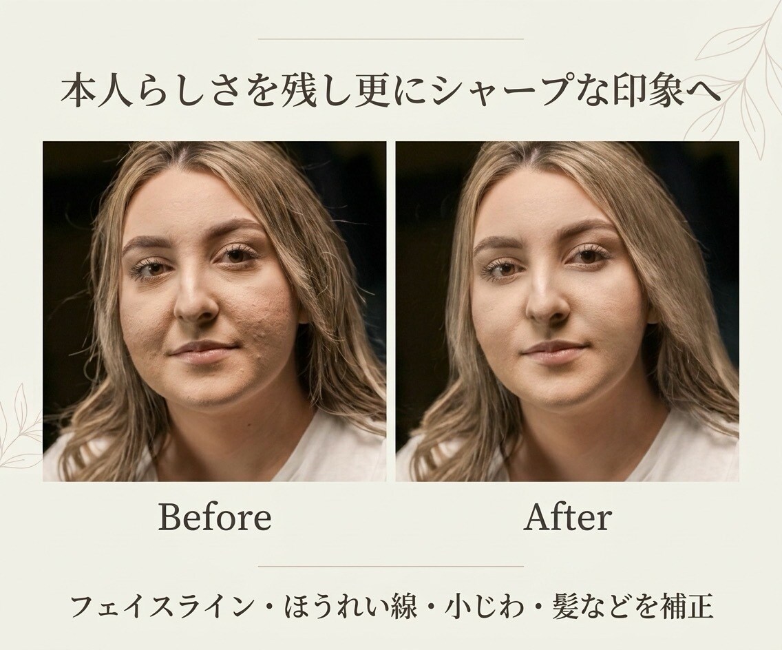 人物写真を自然に美しくレタッチします いつもの自分を、今よりもっと見せたくなる自分へ イメージ3