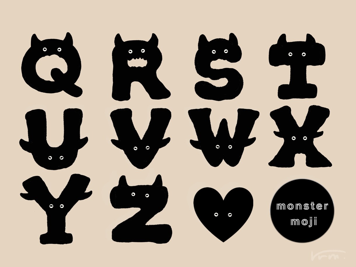 オリジナルモンスターのゆるかわいい文字を描きます モンスターのかわいい文字で自分だけのアイコンを作りませんか？ イメージ2