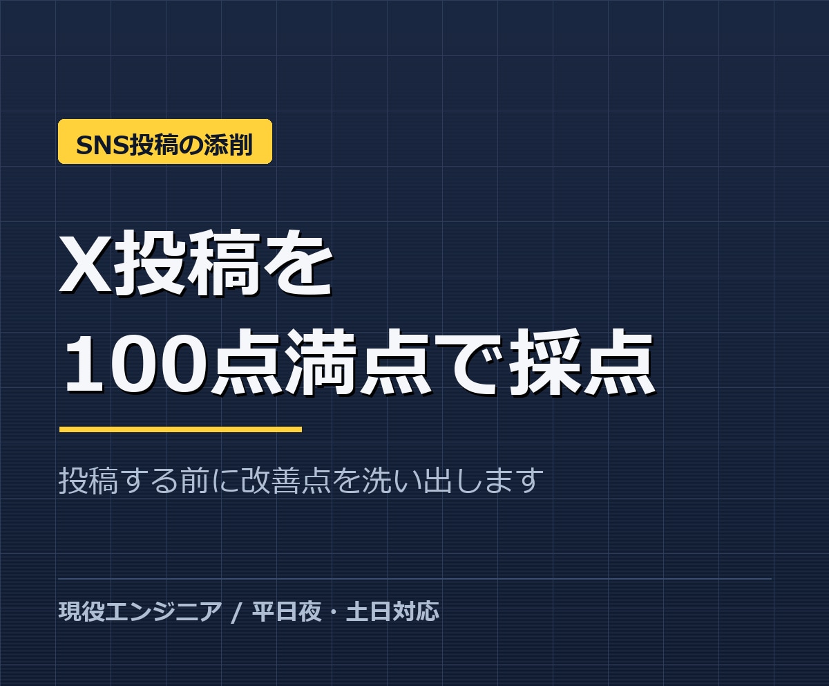 X投稿のバズ度を100点採点し改善点を出します 出す前に100点で測る。バズる型を機械的にチェックします イメージ1