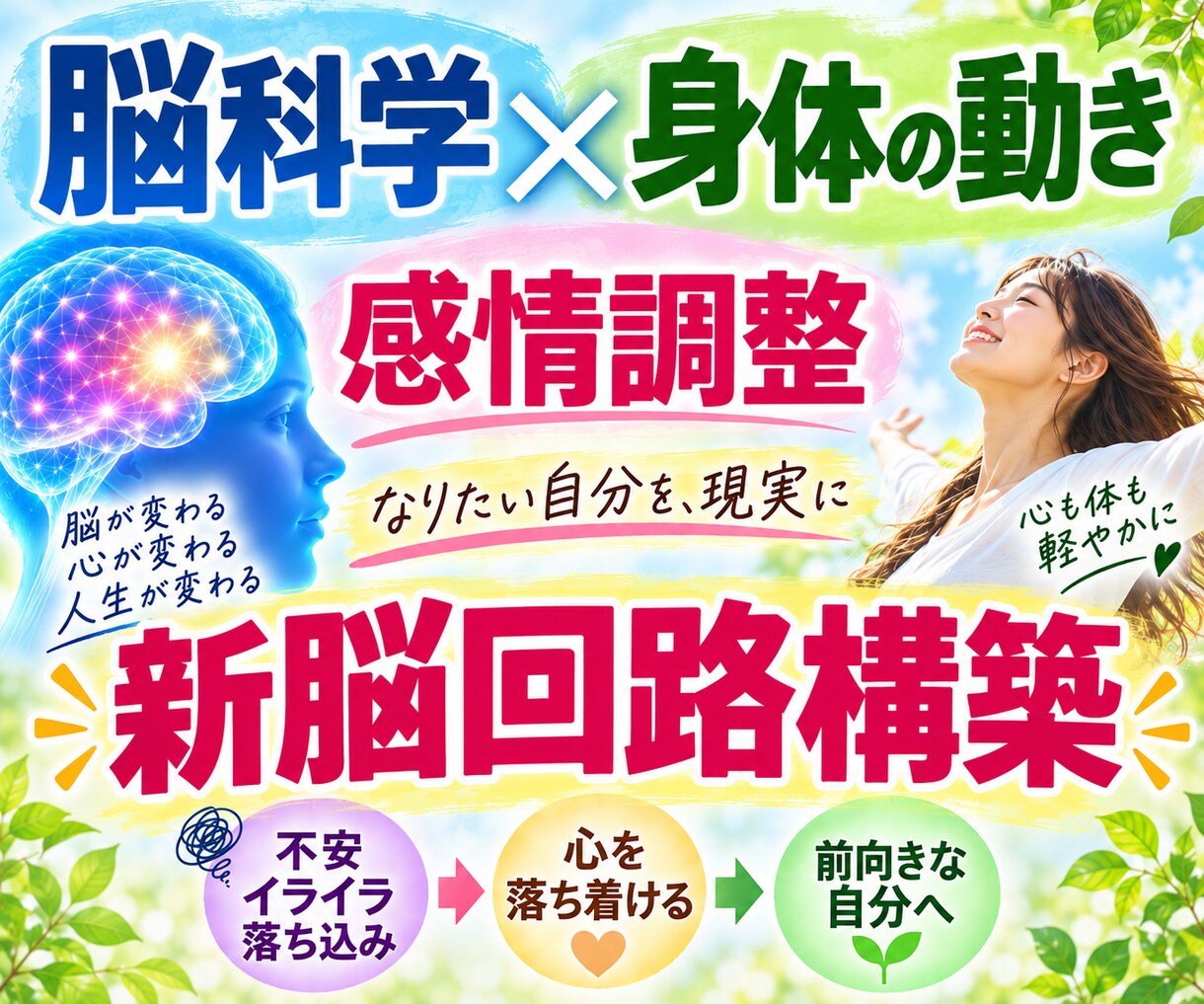 脳科学×身体の動きde感情調整します ぐるぐる思考や感情を身体を使った簡単ワークで新脳回路構築！ イメージ1