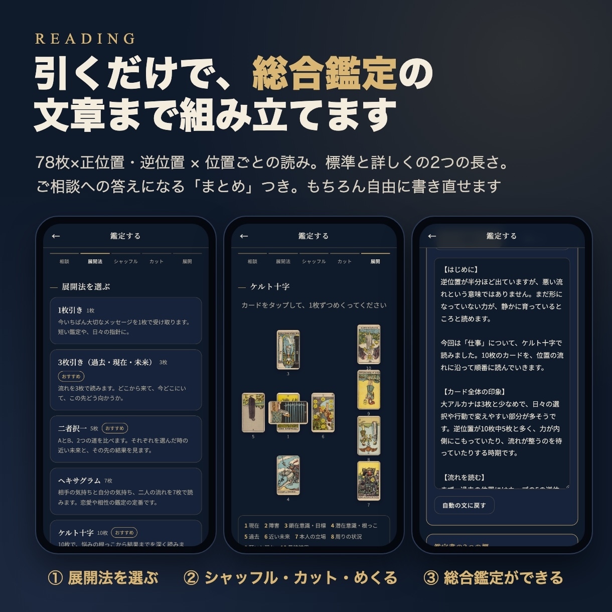 占い師向け本格タロット鑑定アプリを納品します 展開法11種・鑑定書PDF・カルテ｜先着5名3,000円 イメージ2