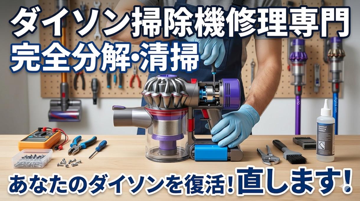 ダイソン掃除機の修理・完全クリーニングを承ります 掃除機が最近まで動いていたが急に動かなくなってしまった方へ！ イメージ1