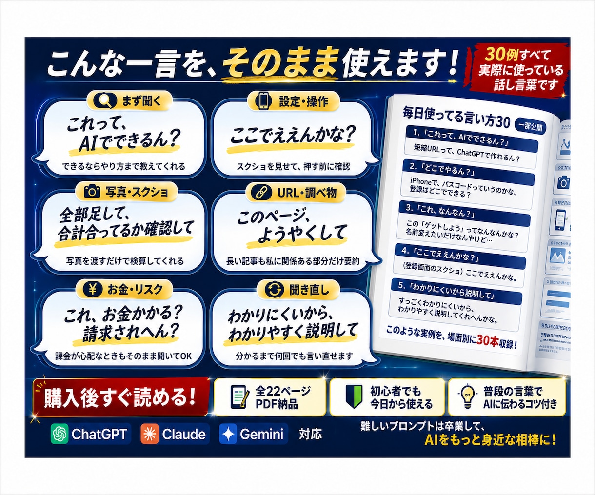 AIへの聞き方・頼み方30例をお渡しします 難しいプロンプト不要｜普段の言葉で質問・依頼できる30例 イメージ4