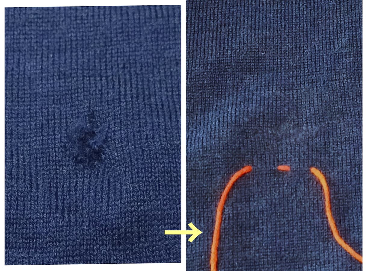 ニット製品の穴あき補修致します あなたの大切なセーター、カットソーなど、丁寧にお直しします。 イメージ4
