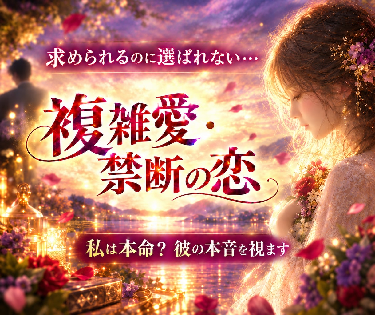 複雑愛・禁断の恋｜誰にも言えない彼の本音を視ます 不倫・既婚者・彼女持ち｜私は本命？それとも都合のいい女？ イメージ1