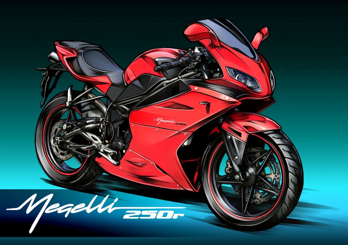 車・バイクのイラスト描きます バイク好きな方のプレゼントなどに！ イメージ4