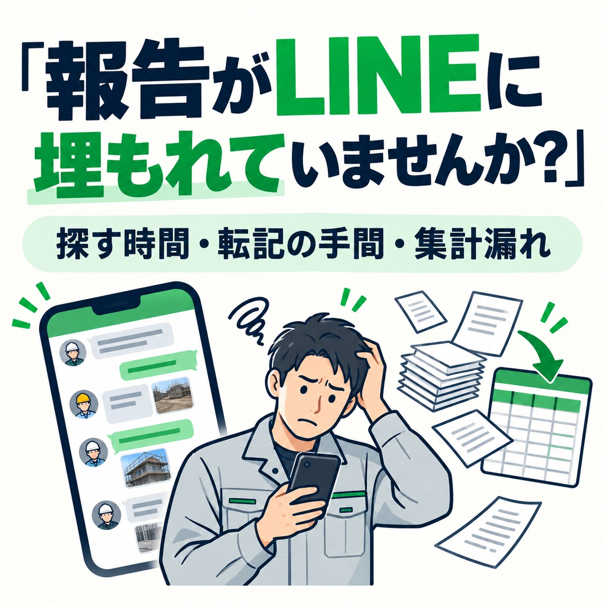 LINE報告をAIで顧客台帳・月報に整理します 現場はいつも通り報告、記録と月次集計を効率化 イメージ2