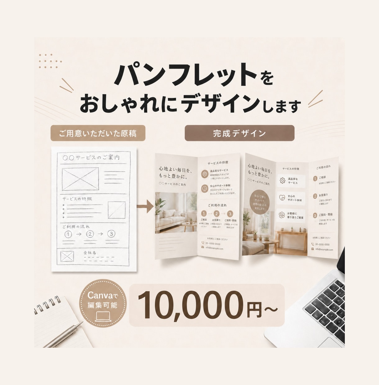Canvaで編集できるパンフレットを作ります 納品後もご自身で編集可能！見やすくおしゃれな資料に仕上げます イメージ1