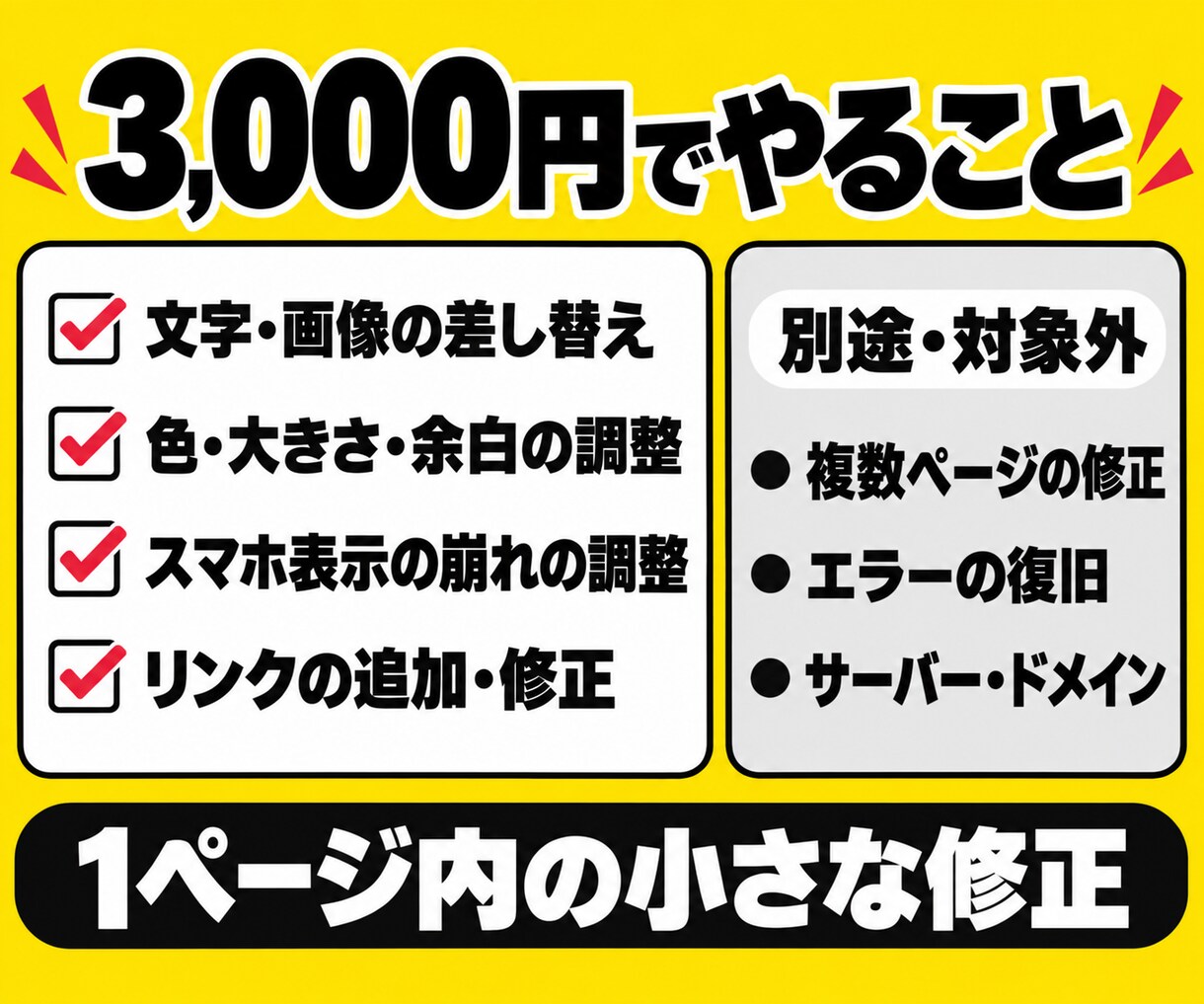 WordPressの「ここだけ直したい」修正します 文字・画像の差し替えからスマホの表示崩れまで イメージ3