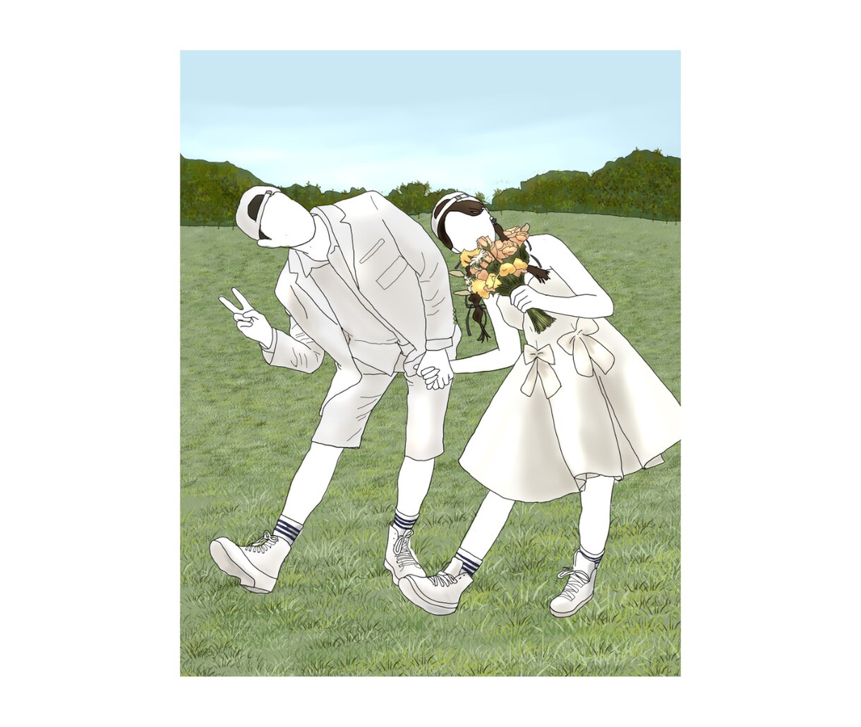 いただいた写真をもとに線画イラストを描きます 結婚式アイテムや、SNSアイコンなど様々な用途で使用できます イメージ10