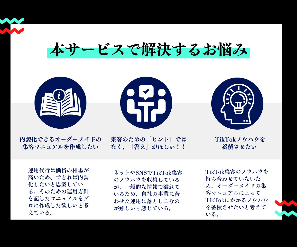 あなた専用【TikTok集客マニュアル】作成します ◆お渡しするのは「ヒント」ではなく「答え」です イメージ2