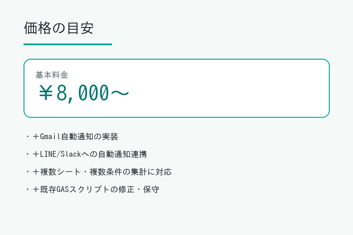 GASでスプレッドシート業務を自動化します GAS 転記、集計、Gmail通知、定期実行、フォーム連携 イメージ3