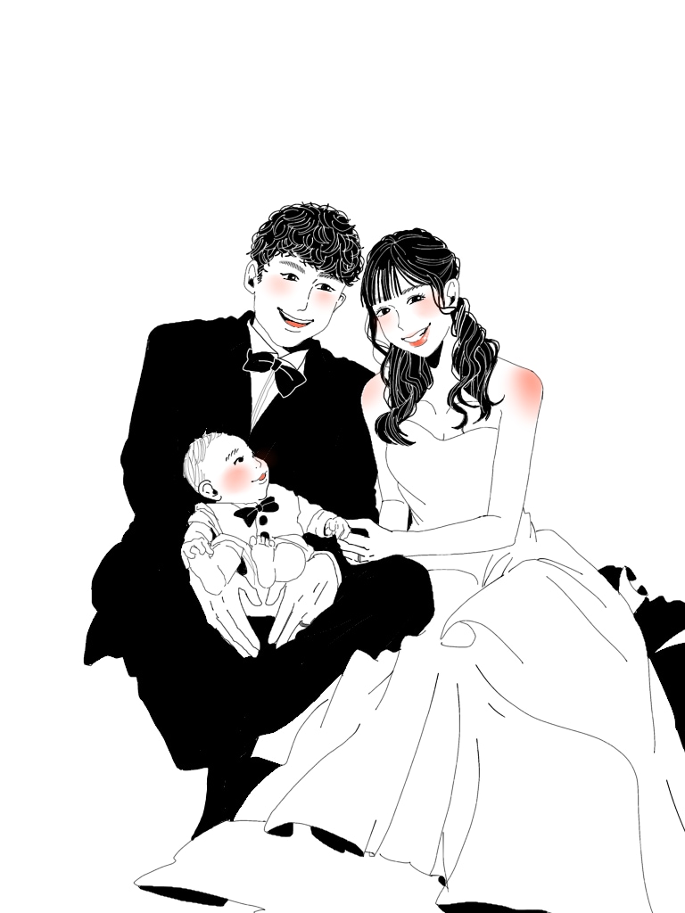 お写真から繊細なイラストをお作りします 白黒+ワンポイントカラーでカッコ可愛いシンプルイラスト♡ イメージ5