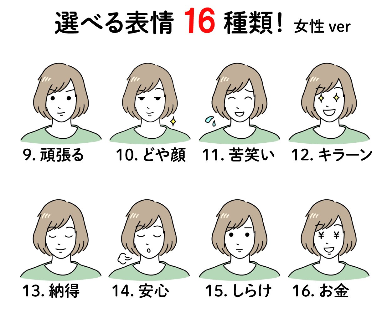 ラフ案無料！ブログSNS用表情4点セット作ります ブログやパワポやSNSを表情豊かに彩ります！ イメージ9