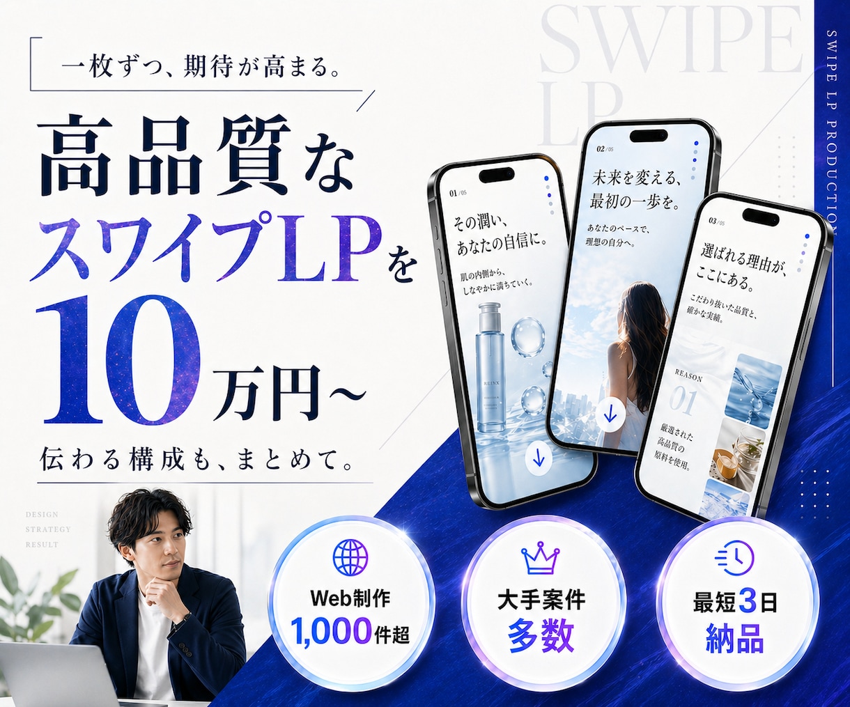 高品質なスワイプLPの作成を致します 大流行中のスワイプLPを、完全に丸投げできます。 イメージ4