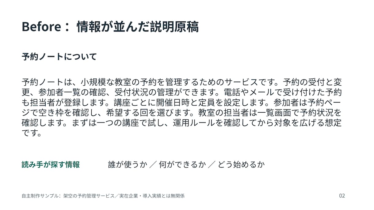 既存原稿を伝わる営業資料に再構成します 8〜10枚／PPTX＋PDF／AI活用・修正1回 イメージ2
