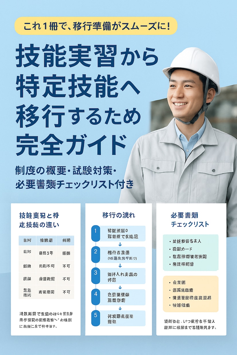 技能実習→特定技能移行の完全ガイド作成致します 制度の概要・試験対策・必要書類チェックリスト付き イメージ1