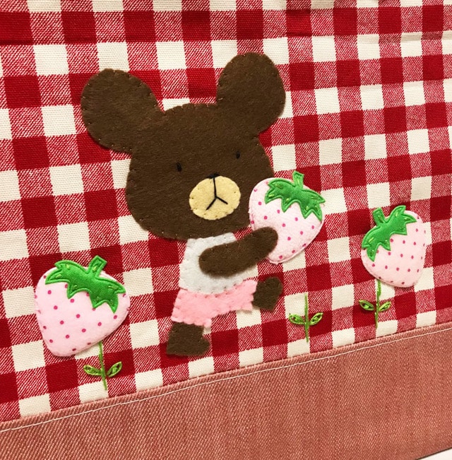 レッスンバッグをお作りいたします 送料込み◆子育て応援くまのアップリケの手作りバッグです イメージ2