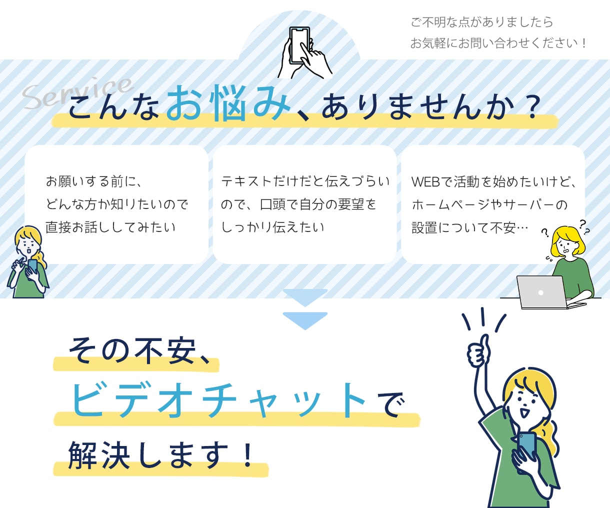購入前の事前相談！デザイナーと直接話せます 依頼前に悩みを解決！あなたの疑問・不安をじっくりヒアリング。 イメージ2