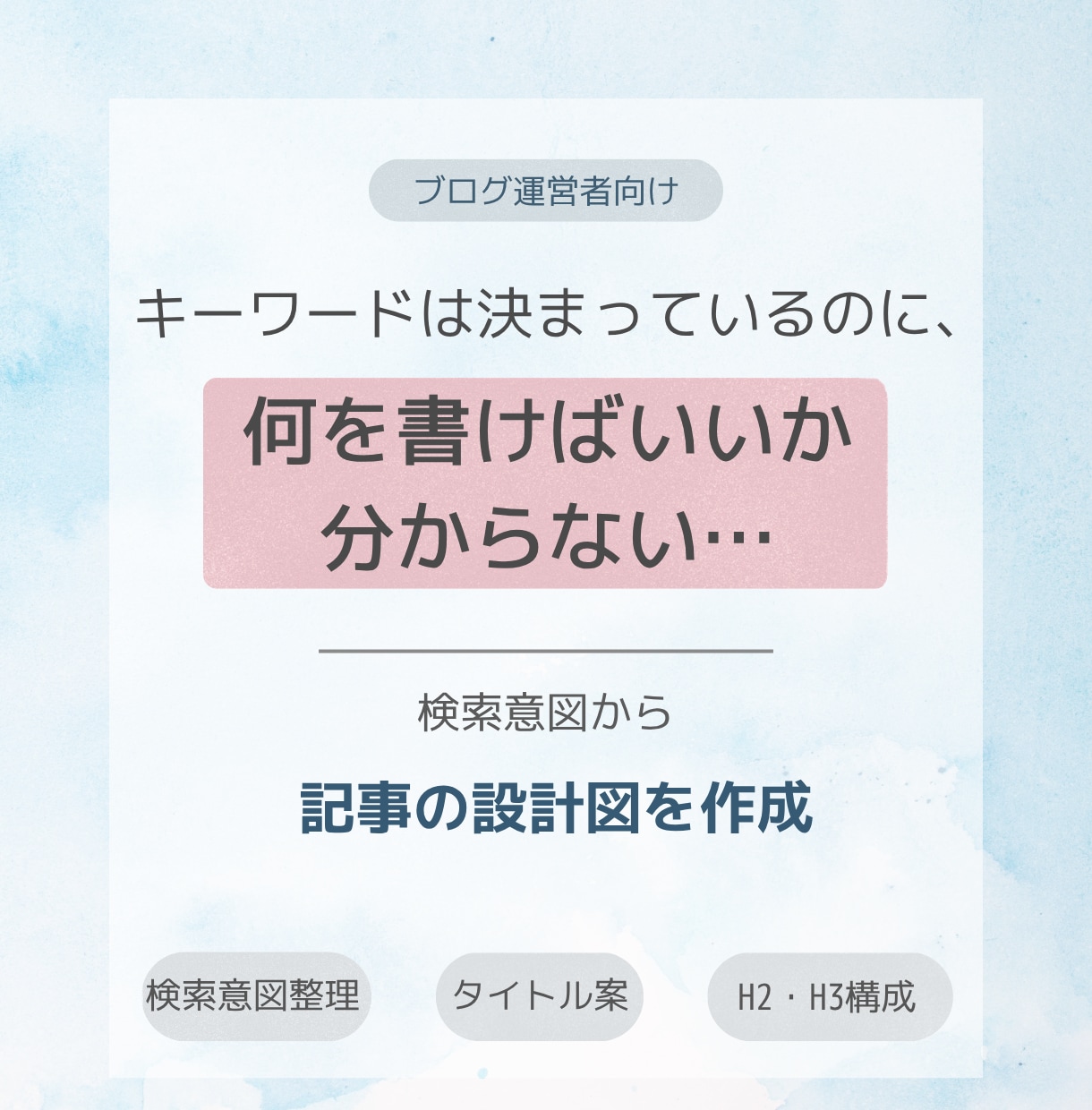 検索意図からSEO記事構成を作成します ブログ運営者向け｜キーワードから記事の設計図を作成 イメージ1