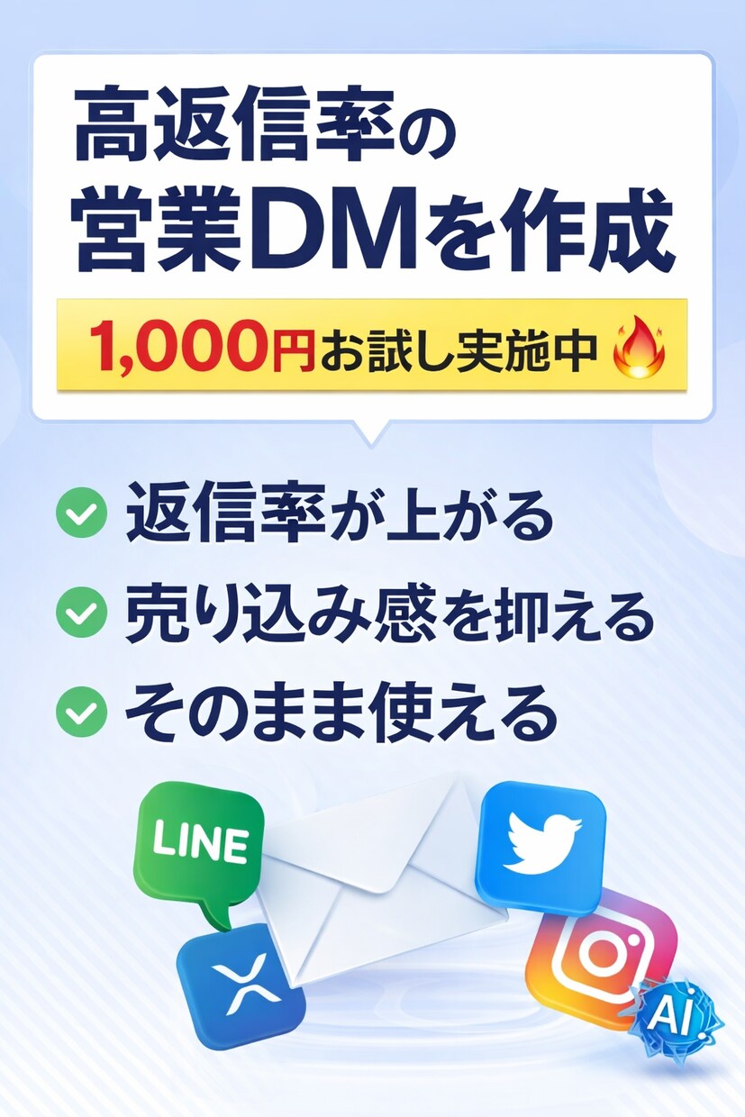 反応が取れる営業DM・営業文を作成ます 営業が苦手でも大丈夫。コピペで使える営業文をお渡しします イメージ2
