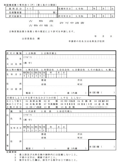 古物商許可申請書を作成します 行政書士が全国対応で丁寧にサポート イメージ2