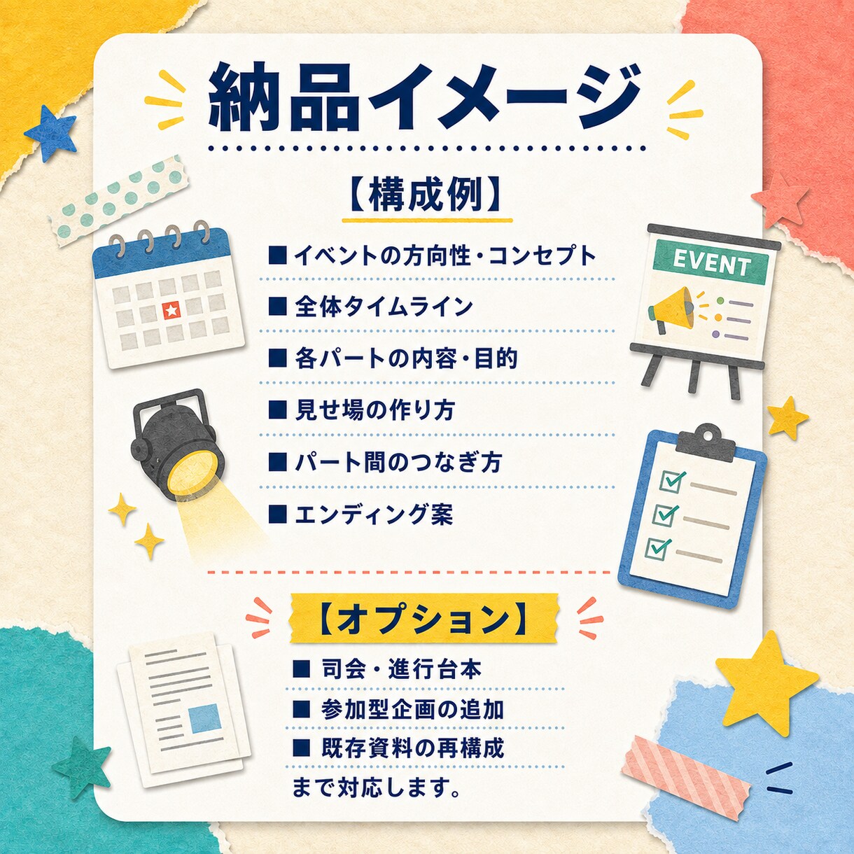 イベントの企画・構成をテキストで考えますます 全体の流れから企画・見せ場までまとめて設計します イメージ2
