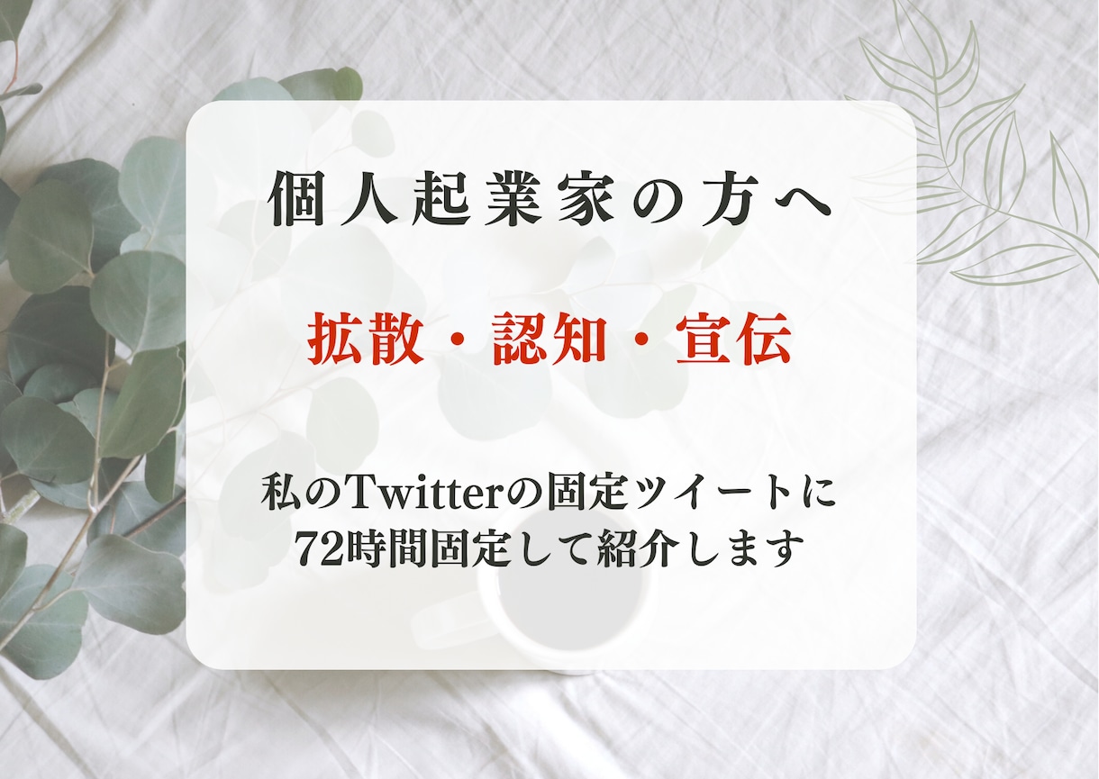 72時間ツイッターの固定ツイートに固定し拡散します 商品やサービスを宣伝・認知したい個人起業家さんにおすすめ イメージ1