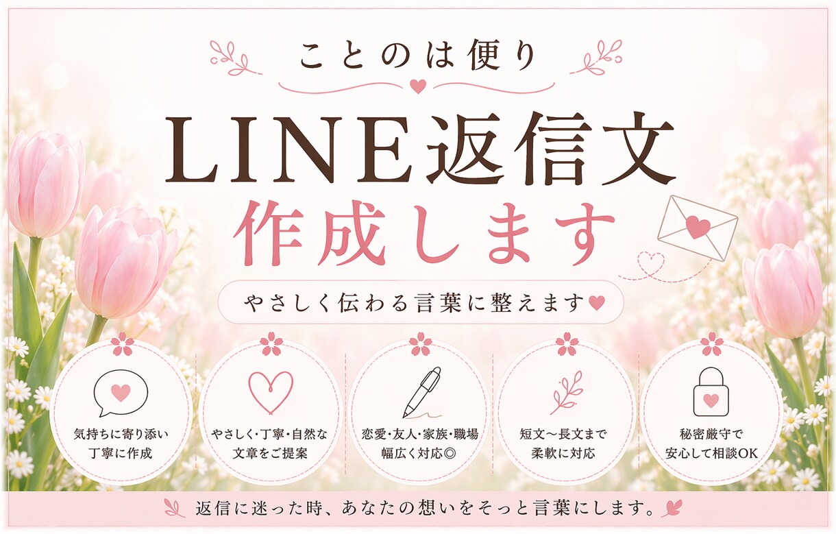 やさしく伝わるLINE返信文作成します 言いにくい気持ちも自然な言葉に整えます イメージ1